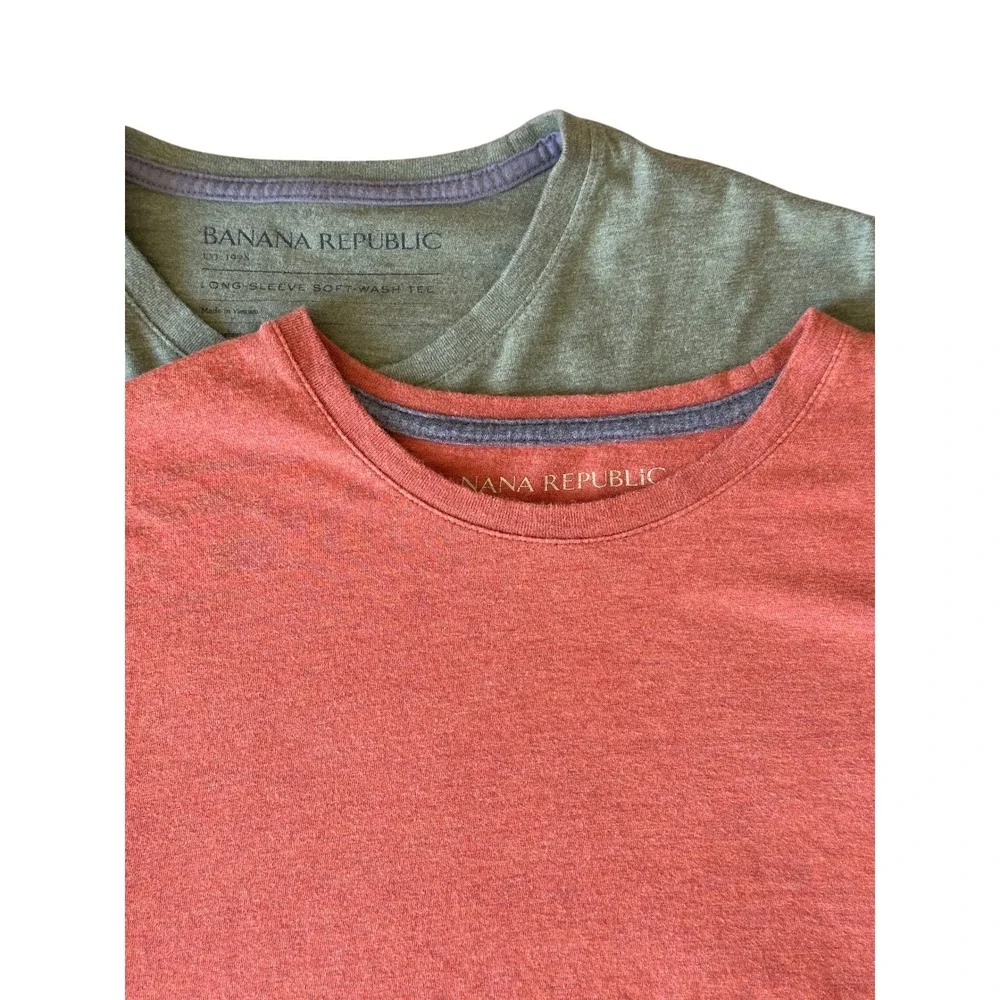 VTG 00s Banana Republic Long Sleeve Soft-Wash T Lagenlook Bundle Orange‎ Green L
